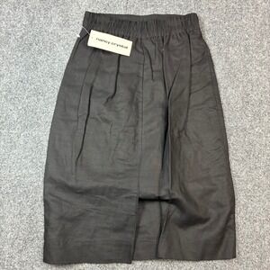 VTG Nancy Crystal Womens Size 8 W26 Black Linen Cotton Midi Skirt‎ Made in USA
